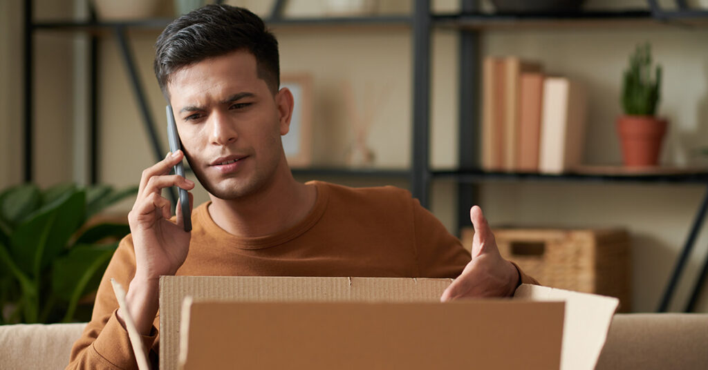 Biggest eCommerce challenges - frustrated customer calling customer service about eCommerce error